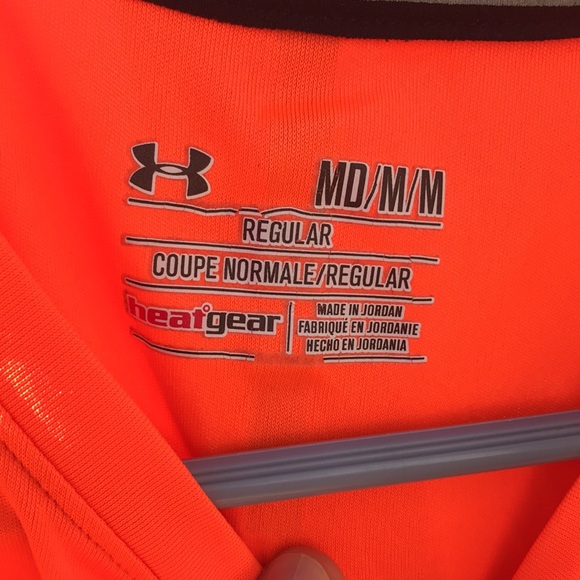 Under Armour  HeatGear Mens Short Sleeve Orange w/ Gray Insert, Medium - Picture 7 of 9
